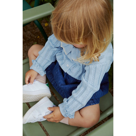 COPENHAGEN COLORS Dusty Blue Knitted Pointelle Cardigan