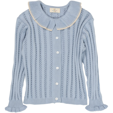 COPENHAGEN COLORS Dusty Blue Knitted Pointelle Cardigan