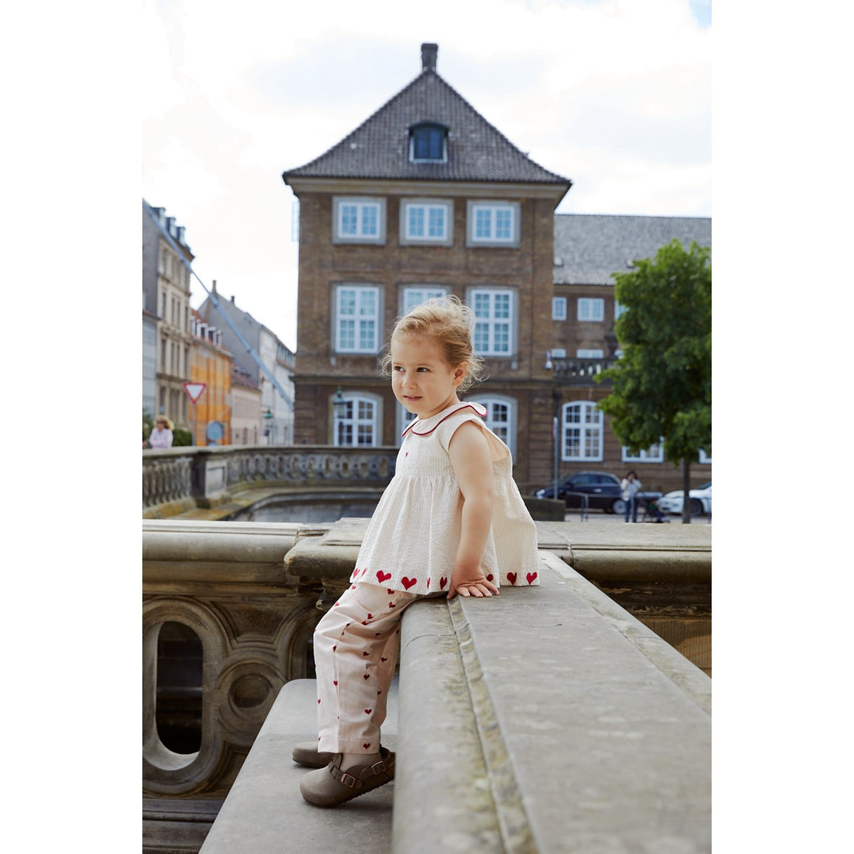 COPENHAGEN COLORS Dusty Rose W. Berry Hearts Twill Heart Pants