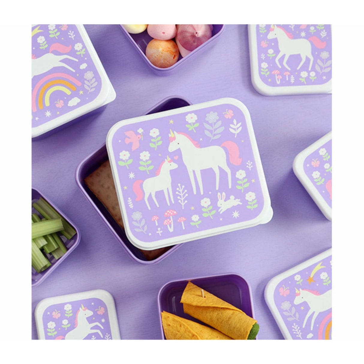 A Little Lovely Company Unicorn Dreams Lunch & Snack Box Set