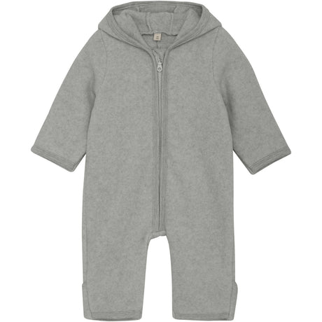 Huttelihut Light Grey Melange Pram Suit Ears Cot. Fleece