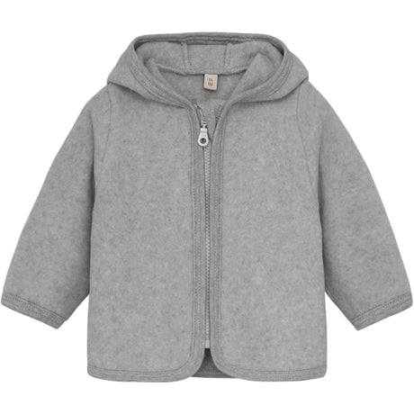 Huttelihut Light Grey Melange Jacket Ears Cotton Fleece