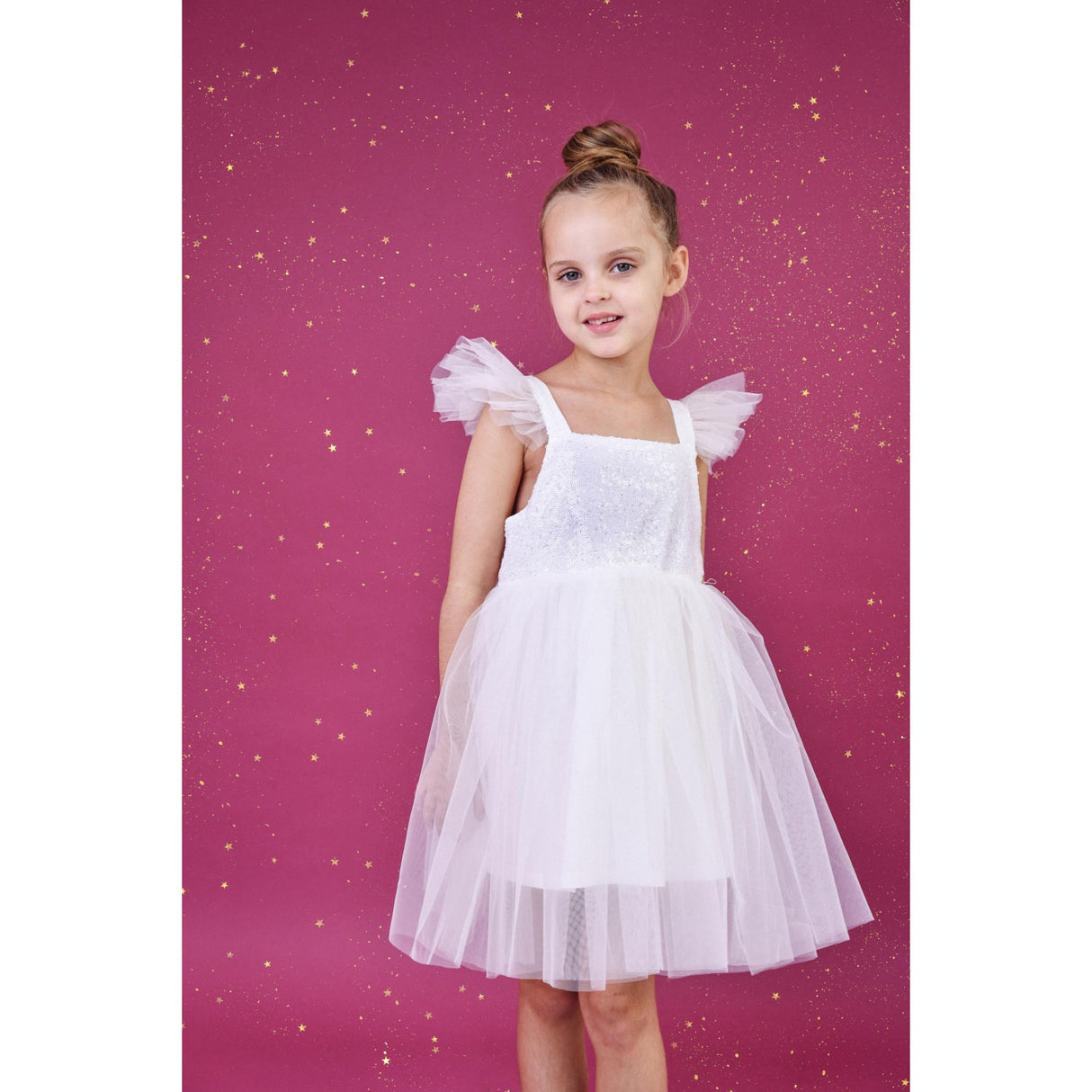 Dolly by Le Petit Tom White Dolly Universe Sequin Glitter Galaxy Tutu Dress