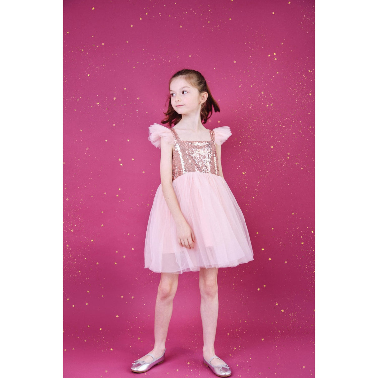 Dolly by Le Petit Tom Pink Dolly Universe Sequin Glitter Galaxy Tutu Dress