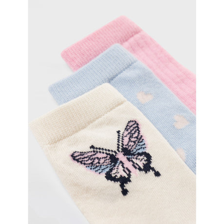 Name It Pink Frosting Serenity/Cloud Dancer Dorthea 3-Pack Socks