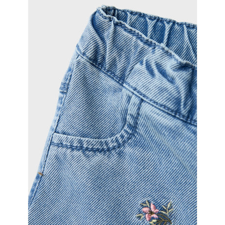 Name It Light Blue Denim Rose Shaped Embroidery Jeans