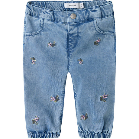 Name It Light Blue Denim Rose Shaped Embroidery Jeans