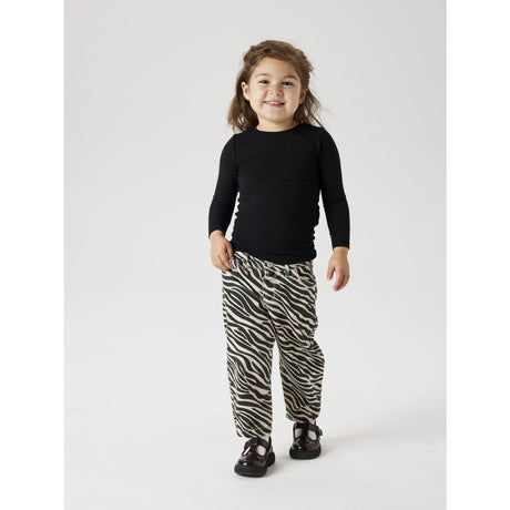 Name It Cement Black Zebra Bella Twill Mom Pants