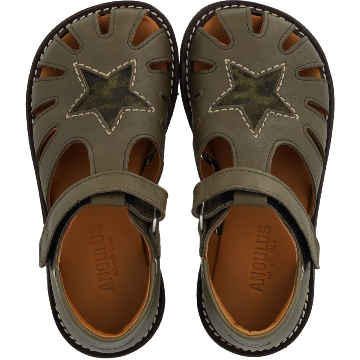 Angulus Forrest/Marshland print Leathersandal Med Stjernedetalje