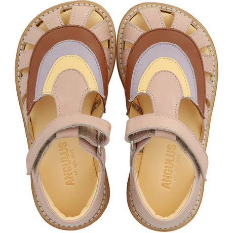 Angulus Rosebud/Clay/Lilac Colourblock Regnbuesandal Med Velcro