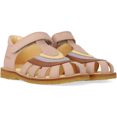 Angulus Rosebud/Clay/Lilac Colourblock Regnbuesandal Med Velcro