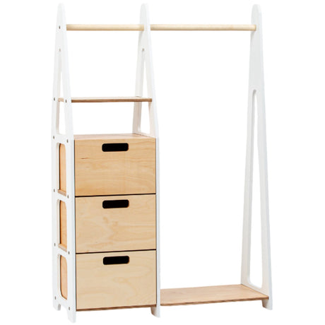 Duck Woodworks Children Wardrobe with Drawers White