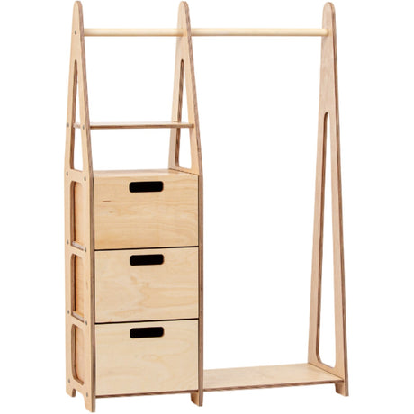 Duck Woodworks Children Wardrobe with Drawers Natural