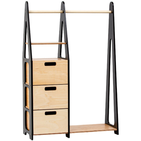 Duck Woodworks Children Wardrobe with Drawers Black