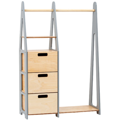 Duck Woodworks Children Wardrobe with Drawers Grey