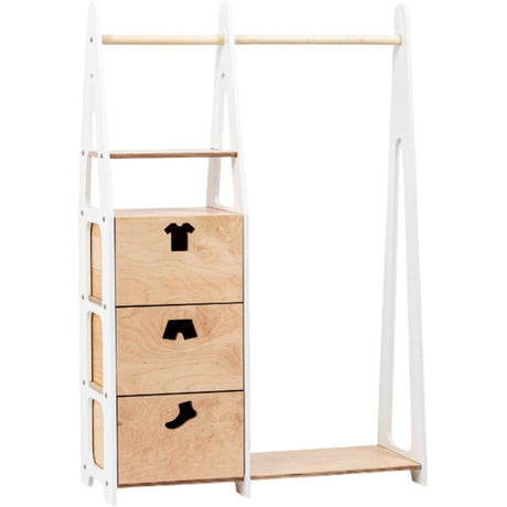 Duck Woodworks Children Wardrobe with Drawers White