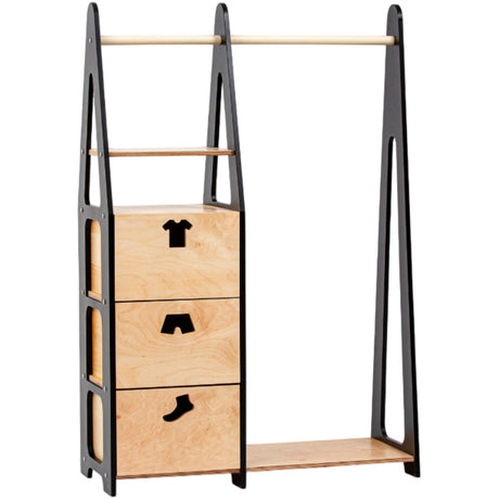 Duck Woodworks Children Wardrobe with Drawers Black