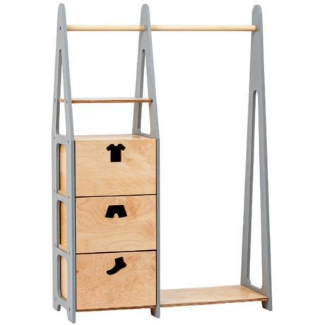 Duck Woodworks Children Wardrobe with Drawers Grey