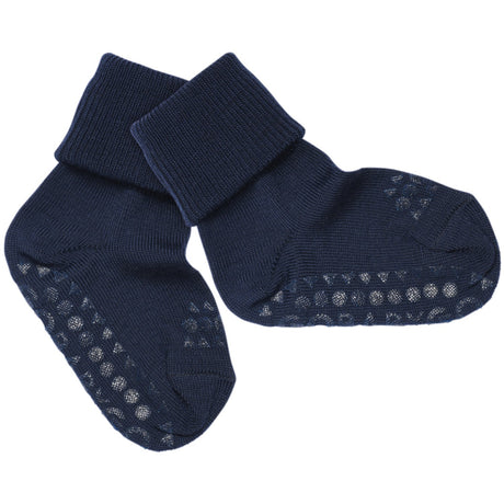 Gobabygo Midnight Blue Non-Slip Socks In Merino Wool