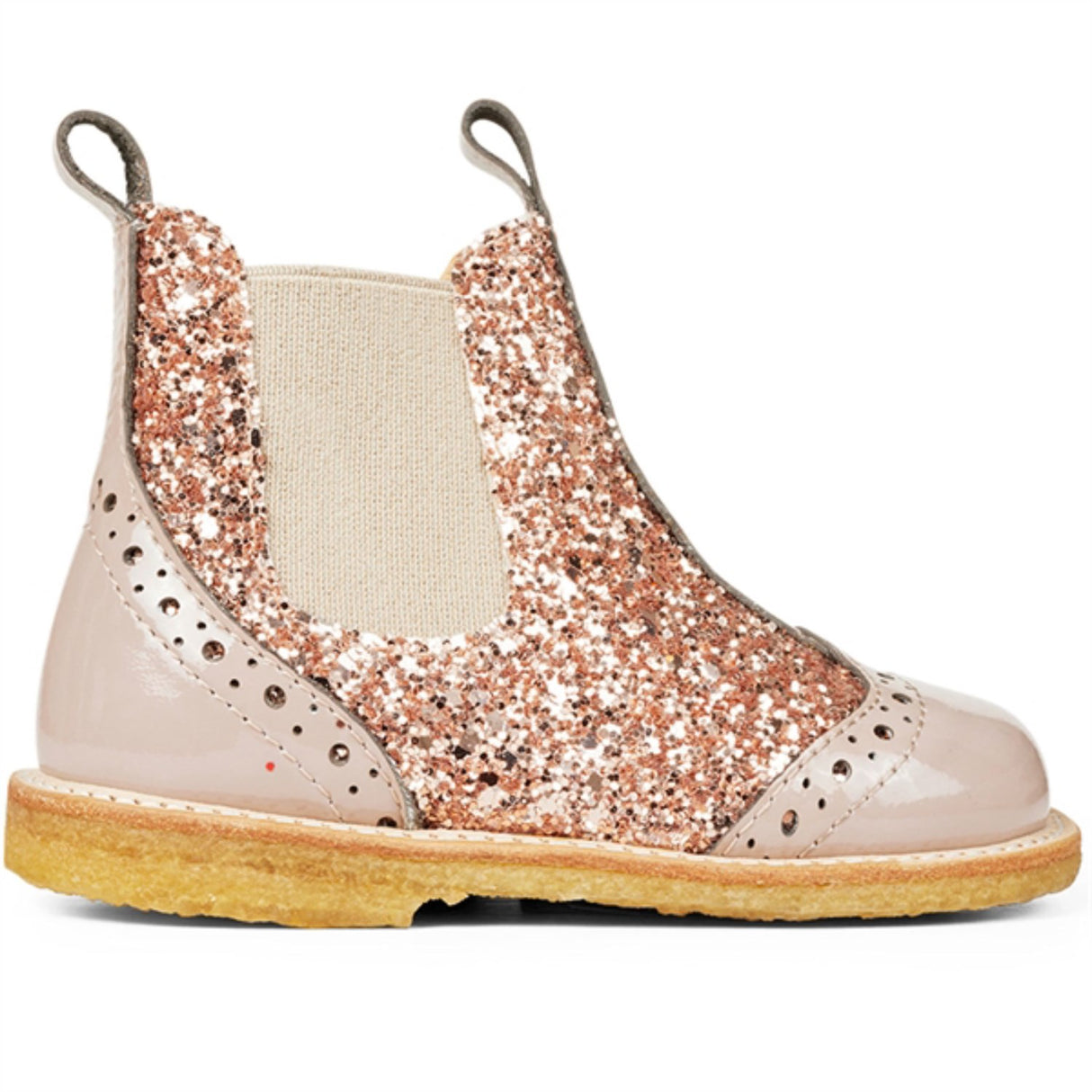 Angulus Dusty almond/Maple glitter/Elastic Klassisk Chelsea Boot Med Funklende Glitter 3