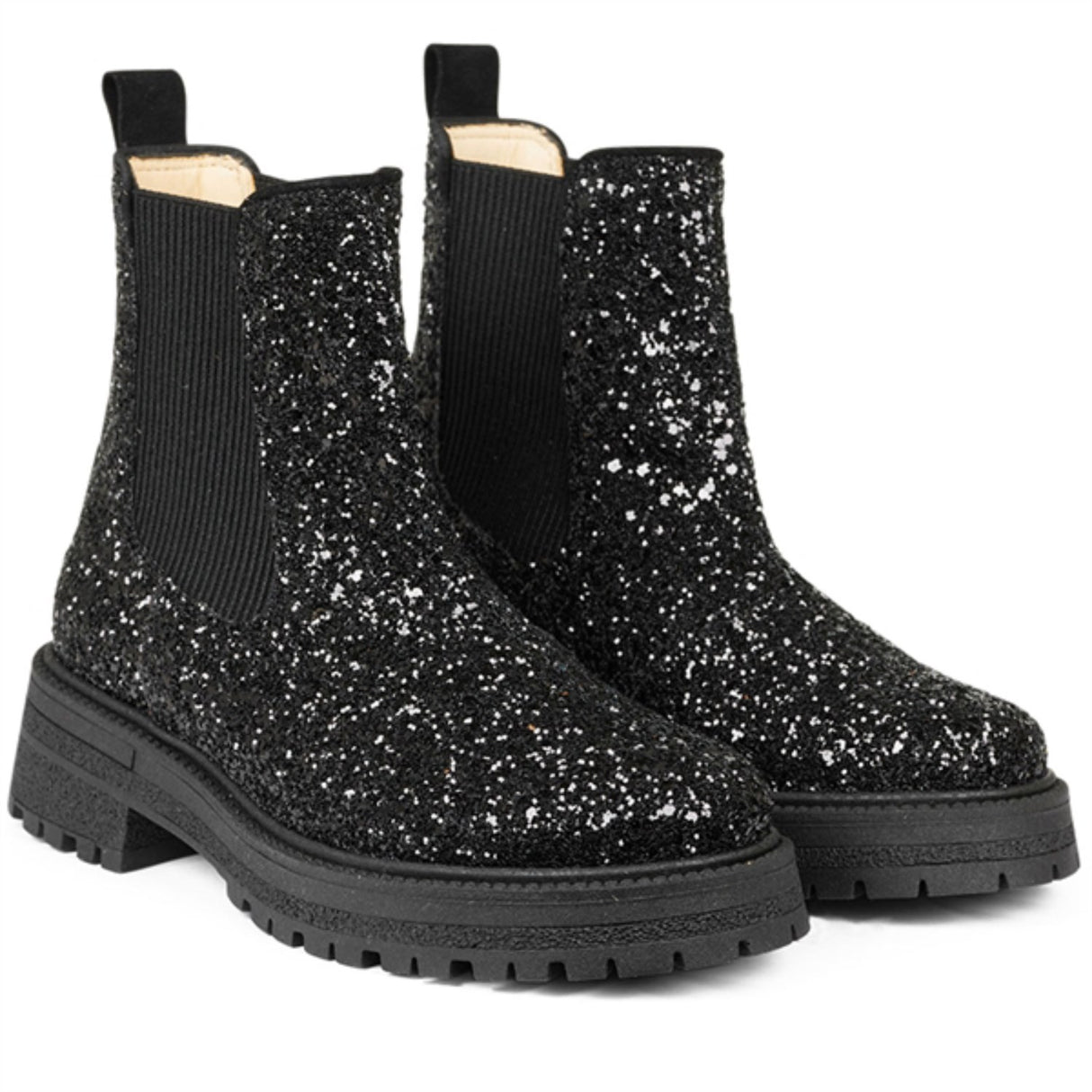 Angulus Black Glitter/Black/Black Glitter Chelsea Boot På Trackål