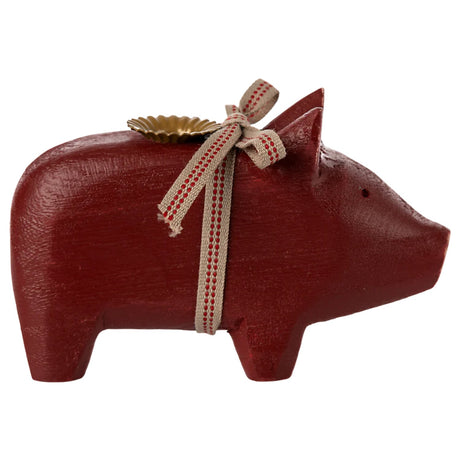 Maileg Candlestick, Pig Small - Red