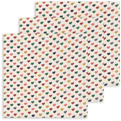 Konges Sløjd Coeur Coloré 3 Pack Muslin Cloth Gots