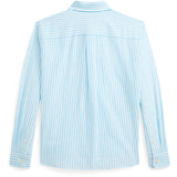 Polo Ralph Lauren Turquoise Nova/Whte Stripe Girl Button Front Shirt