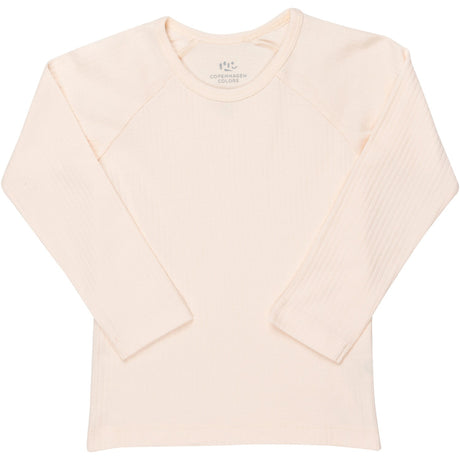 COPENHAGEN COLORS Soft Pink Rib Jersey Classic Longsleeve Blouse