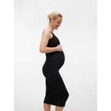 Vero Moda Maternity Black Isa Seamless Midi Rib Dress Noos