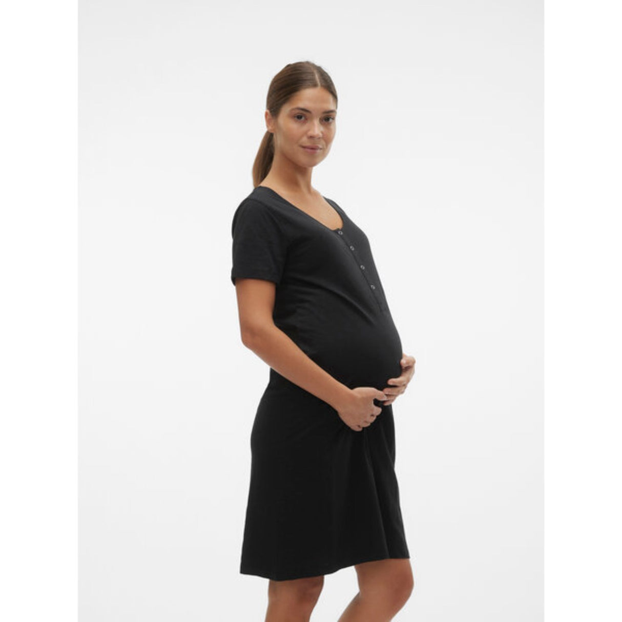 Mama;licious Black Mira Solid Nightgown Noos