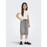 kids ONLY Medium Grey Denim Gianna Belted Midi Skirt Dot Denim