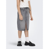 kids ONLY Medium Grey Denim Gianna Belted Midi Skirt Dot Denim
