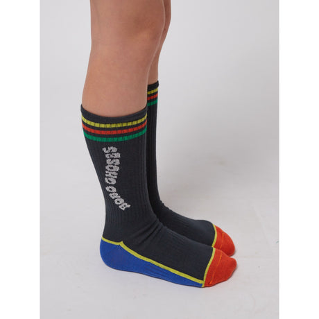 Bobo Choses Dark Grey Color Block Long Socks