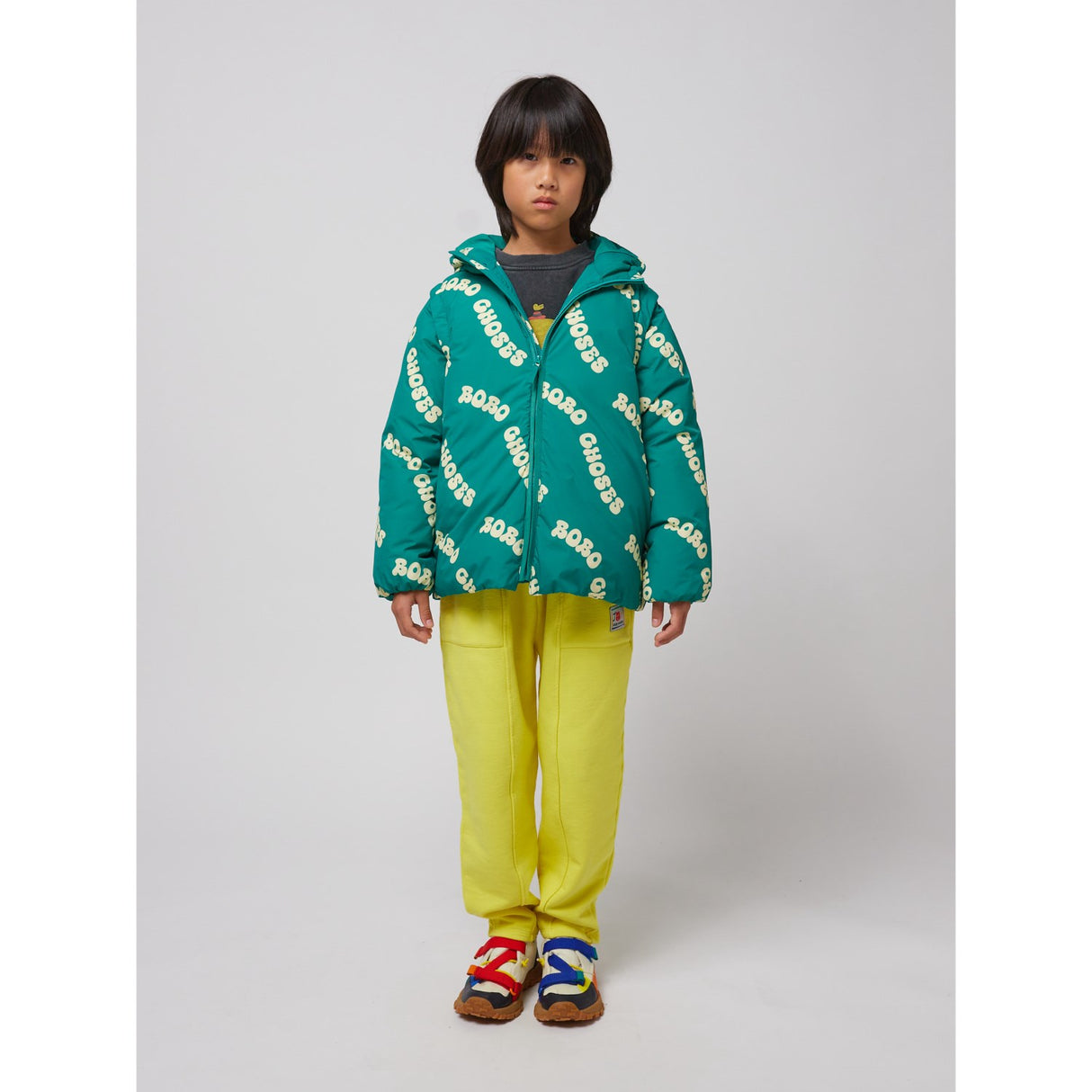 Bobo Choses Green Wavy Bobo Choses All Over Light Padded Anorak