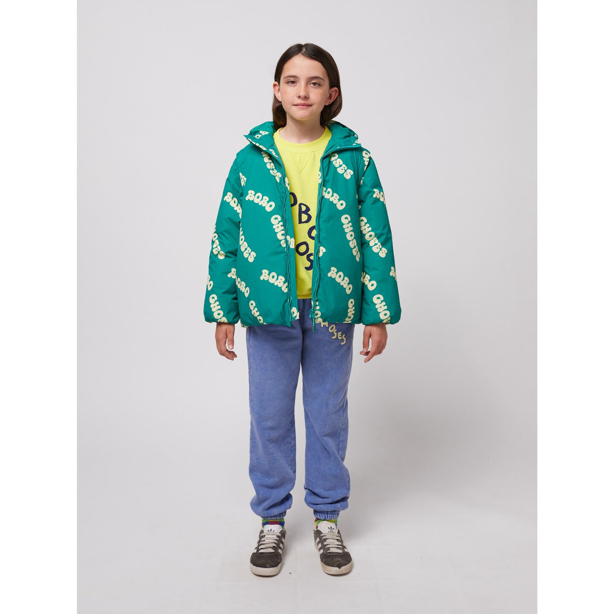 Bobo Choses Green Wavy Bobo Choses All Over Light Padded Anorak