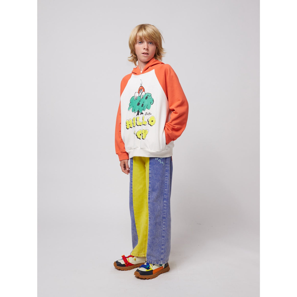 Bobo Choses Multicolor Hello Joy Ranglan Sleeves Hoodie