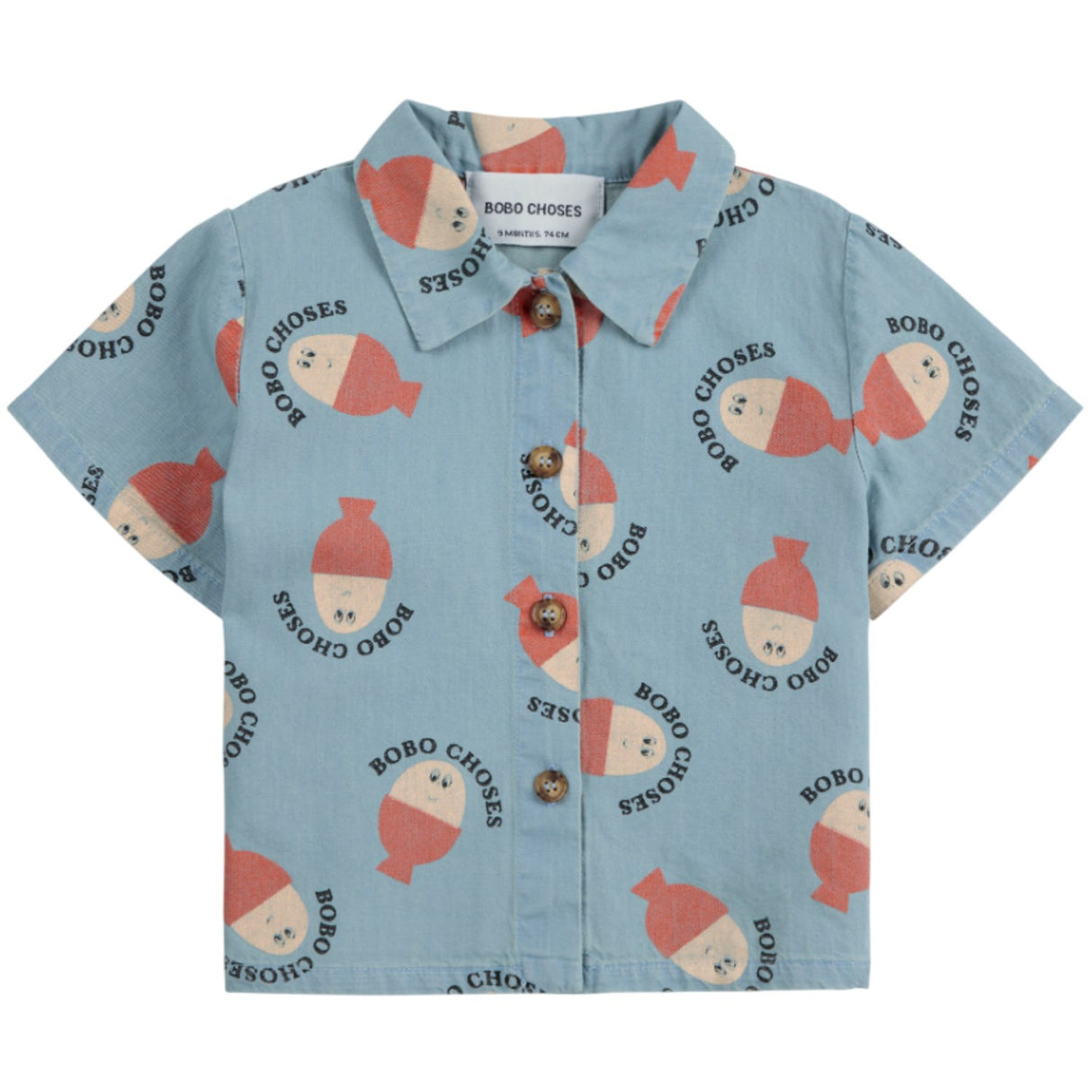 Bobo Choses Light Blue Morning Egg All Over Denim Shirt