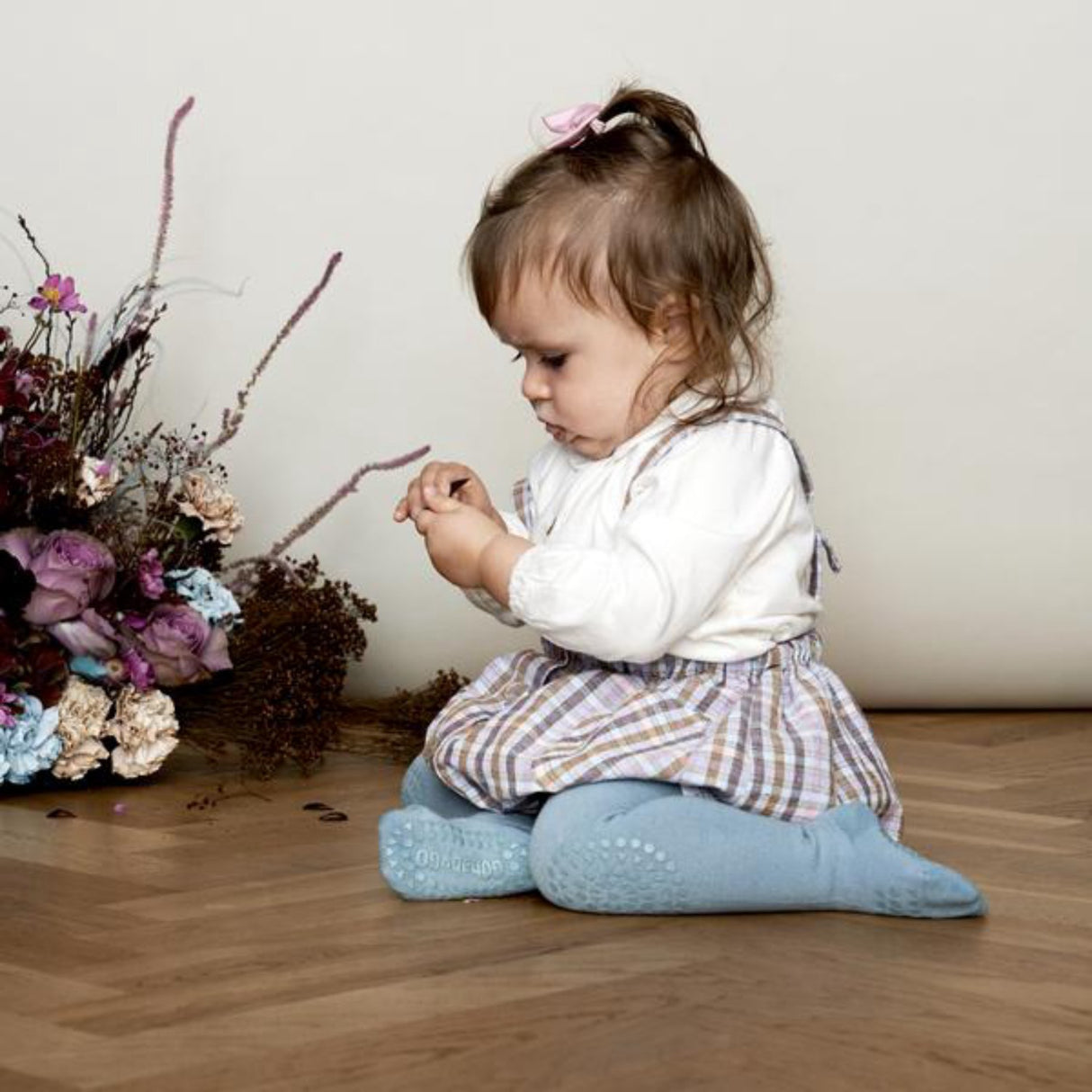 Gobabygo Dusty Blue Crawling Tights Organic Cotton