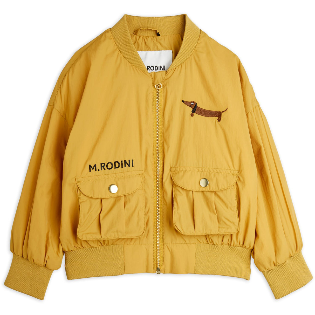 Mini Rodini Beige Dog Nylon Baseball Jacket Embroidery