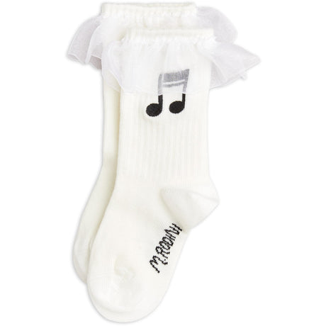 Mini Rodini White Note Frill 1-Pack Socks