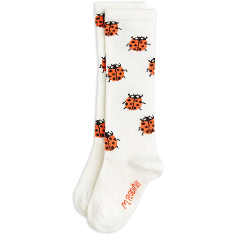 Mini Rodini White Ladybugs Knee-High Socks
