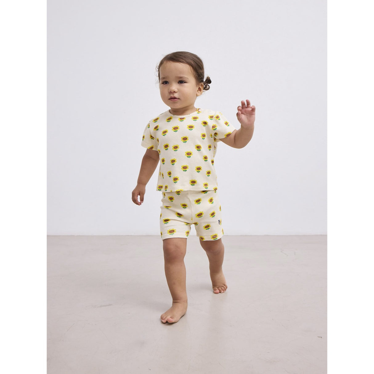 Bobo Choses Beige Sunflower All Over Short Leggings