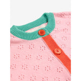 Bobo Choses Light Pink Color Block Open Work Cardigan