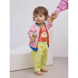 Bobo Choses Light Pink Color Block Open Work Cardigan