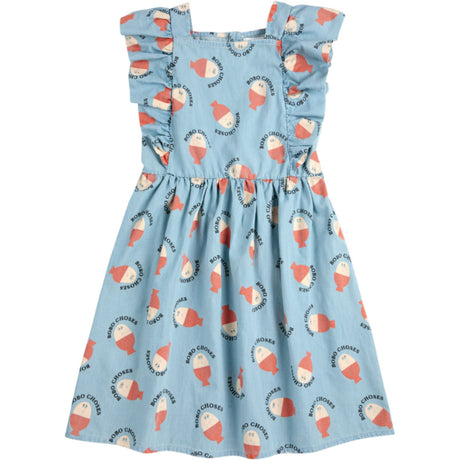 Bobo Choses Light Blue Morning Egg All Over Ruffle Dress