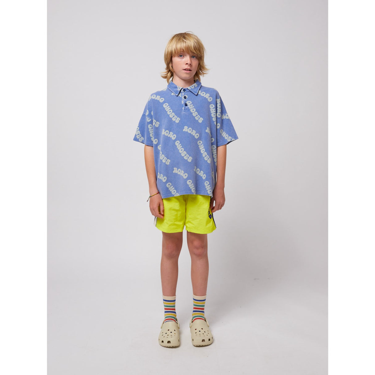 Bobo Choses Blue Wavy Bobo Choses All Over Waffle Polo Shirt