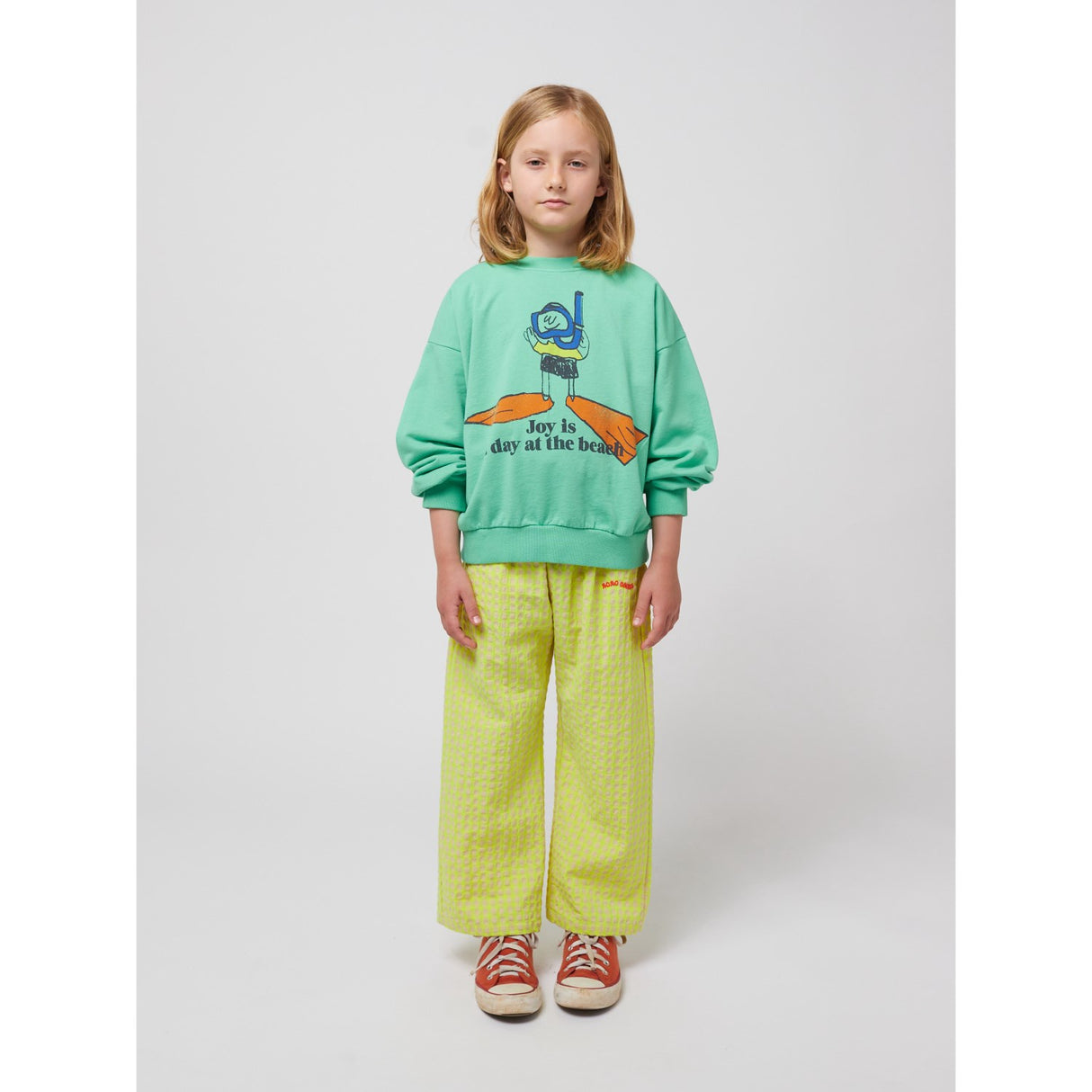 Bobo Choses Light Green A Day At The Beach Sweatshirt