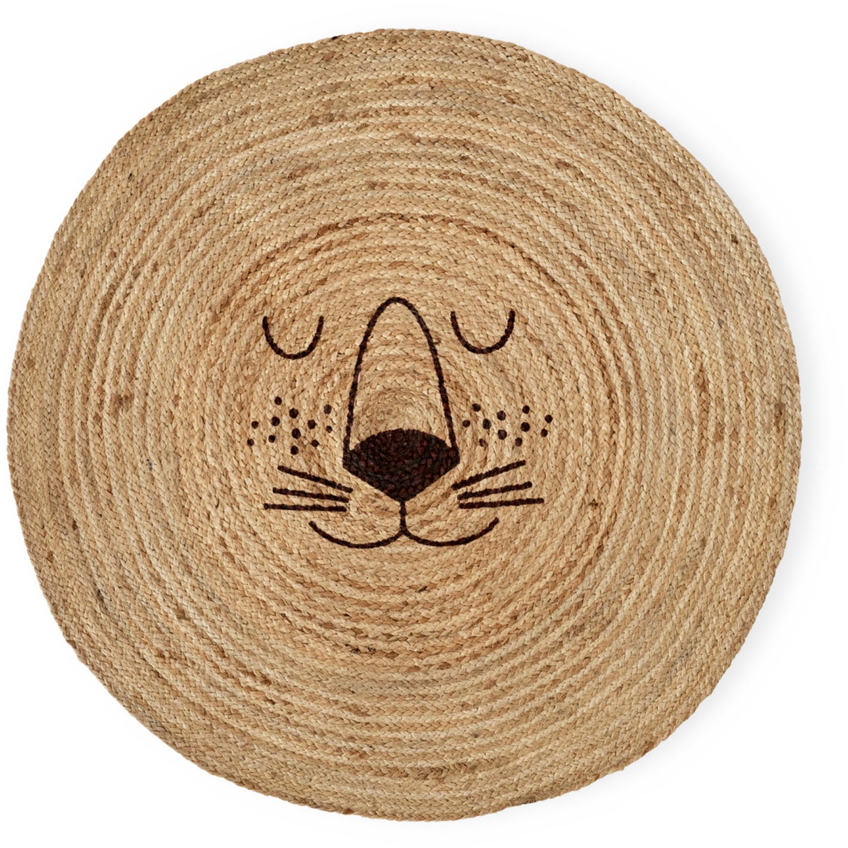Rice Jute Floor Mate With Lion Face