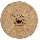 Rice Jute Floor Mate With Lion Face